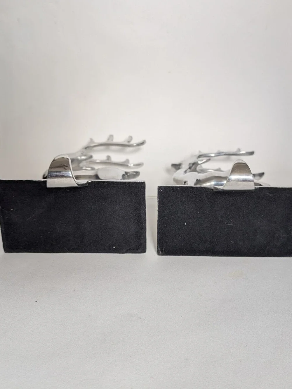 Silver Reindeer Christmas‎ Stocking Holders Weighted Set of 2 Mantel Deer